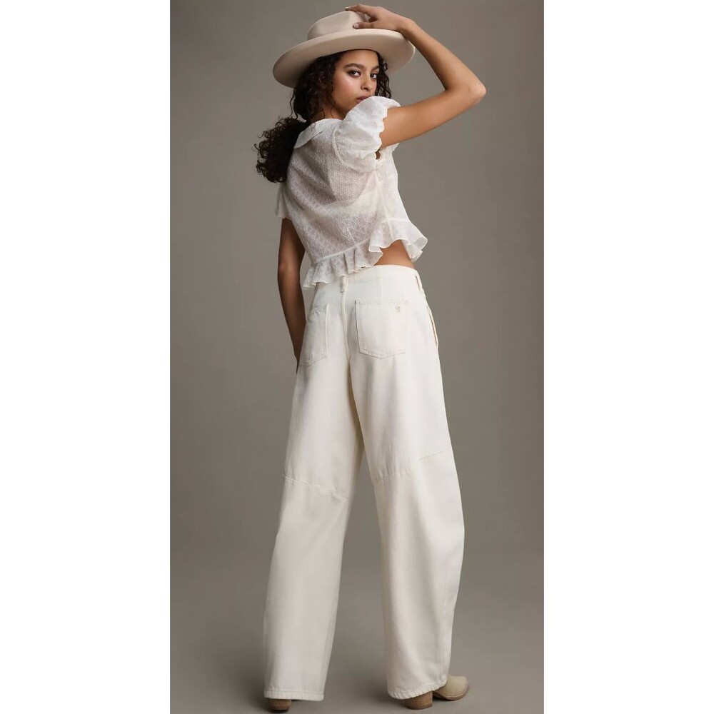 Anthropologie Pilcro Full-Length Relaxed Barrel Ivory Womens Jeans 28 - Picture 2 of 5
